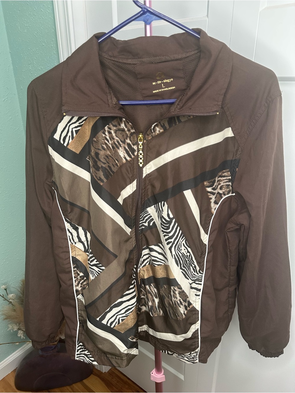 Brown Patterned Women's Jacket - activology sz large